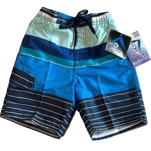 Kanu Viper Boys Navy Striped Swimsuit With Built-in Underwear - Picture 1 of 4